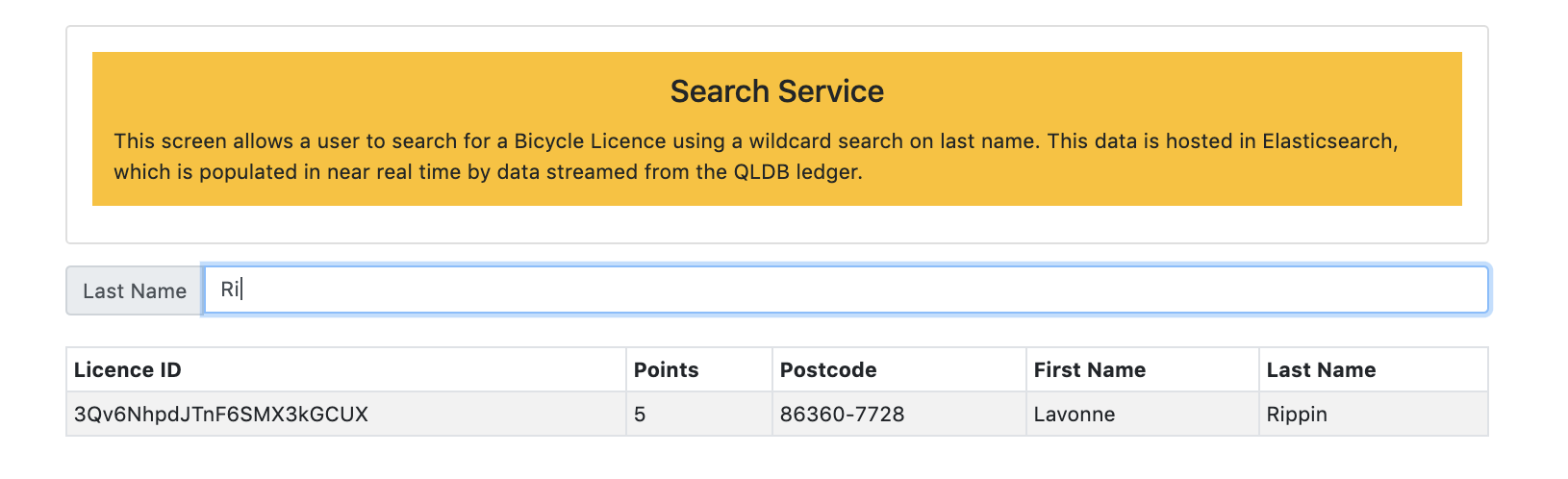 QLDB Demo Search